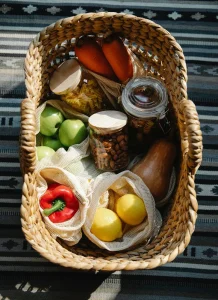A basket of produce to illustrate the Eat Healthy Stay Healthy Project